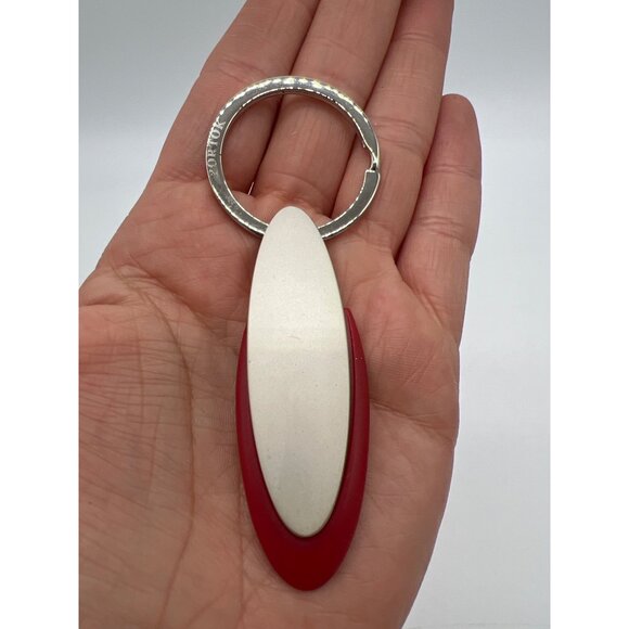 Sleek York Metal Keychain White Red Accent Professional Accessory - Picture 2 of 3